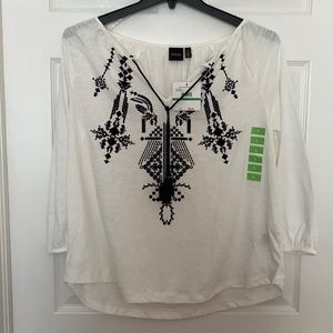 NWT - RAFAELLA White Cottage Core Embroidered Top, size L